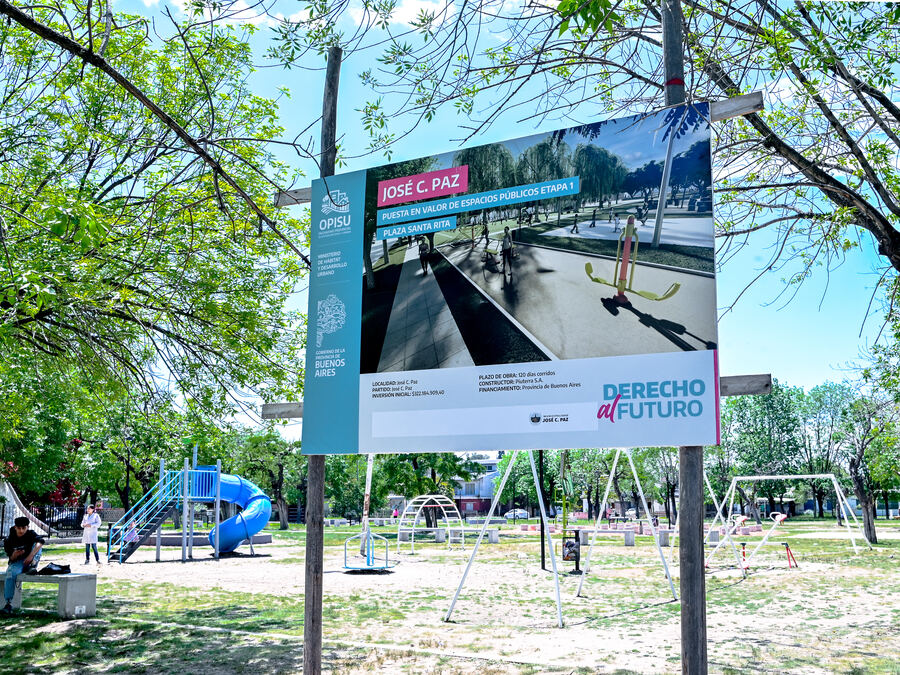 José C Paz: OPISU realiza trabajos de puesta en valor y renovación de 5 plazas del distrito